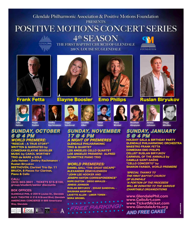 Glendale Philharmonic Positive Motions Series with Elayne Boosler